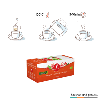 Julius Meinl Bio Tee Hagebutte Hibiskus Früchtetee, Ziehzeit